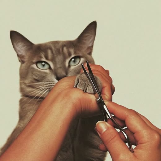 A cat's paw having its claws clipped